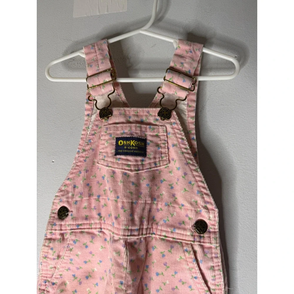 Vintage Oshkosh pink floral corduroy overalls‎ size 24 months